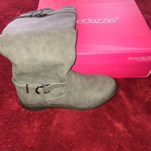 ShoeDazzle Grey Riding Boot